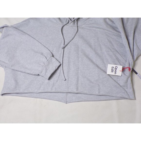 🆕 OPEN EDIT NORDSTROM Gray Hoodie Crop Sweatshirt Large - Picture 3 of 4